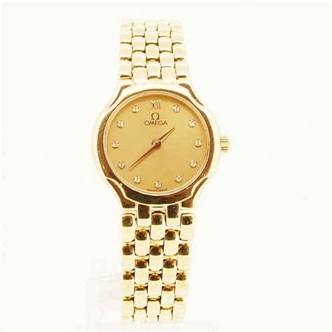 omega deville 18ct gold ladies watch|omega de ville ladymatic watch.